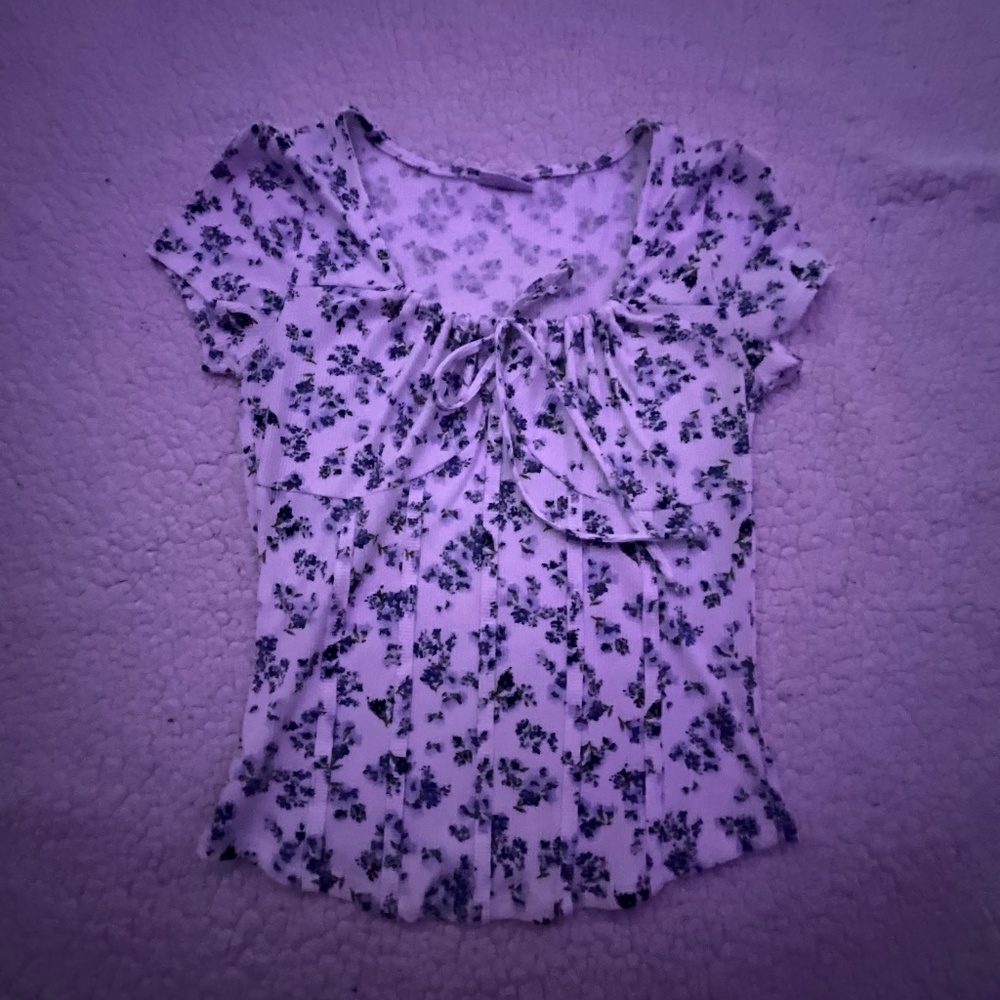 Blue floral top.